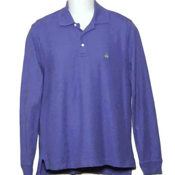 Brooks Brothers Polo Shirt Blue Long Sleeve Cotton Pique Men's Size Small - Picture 1 of 3